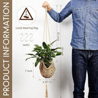 Shappy 3 Pack Jute Crochet Long Plant Hanger for 3 Inch to 12 Inch Pots, Macrame Plant Holder Rope with S Shaped Hooks for Halloween Home Decor (Brown)