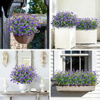 20 Bundles Artificial Flowers for Outdoors Fake Plastic Flowers UV Resistant Realistic Faux Plants Shrubs for Spring Summer Garden Porch Yard Patio Planter Window Box Home Decor, Purple