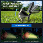 KEV 800 Lumens Solar Spot Lights Outdoor,4 Pack 18 LEDs Solar Flood Lights with 2 Modes &Adjustable &IPX65 Waterproof,Solar Spotlight for Driveway/Backyard/Patio Landscape/Tree/Garage(Warm White)