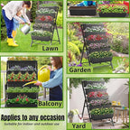 Homdox 2 Pack Vertical Garden Bed, 5 Tiers Raised Garden Planter, 25.6 * 26 * 48 Inch with Drainage System & 4 Hooks, Vegetable Flower Stand for Garden Patio Yard (Black with 4 Wheels)