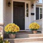2 Pack Artificial Geranium Flowers Topitary Trees for Outdoors, UV Resistant Geraniums Potted Bushes Look Real Silk Faux Plants for Front Door Garden Porch Planter Farmhouse Home Decor (Yellow)