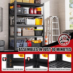 Set of 4 Garage Shelving-3000 lbs 5 Tier Storage Shelves,Adjustable Heavy Duty Metal Shelving Unit and Storage Large Wire Rack,Utility Steel Shelf for Warehouse Industrial Pantry Basement 71"x46"x18"