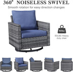 Belord Wicker Patio Furniture 5 Piece Outdoor Sofa Set, Oversize Outdoor Swivel Rocker Chairs with Rattan Ottomans, Conversation Sets Patio Furniture Come with Removable Washable Cushion Blue