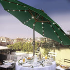 Blissun 9 ft Solar Umbrella, 32 LED Lighted Patio Umbrella, Table Market Umbrella, Outdoor Umbrella for Garden, Deck, Backyard, Pool and Beach (Dark Green)