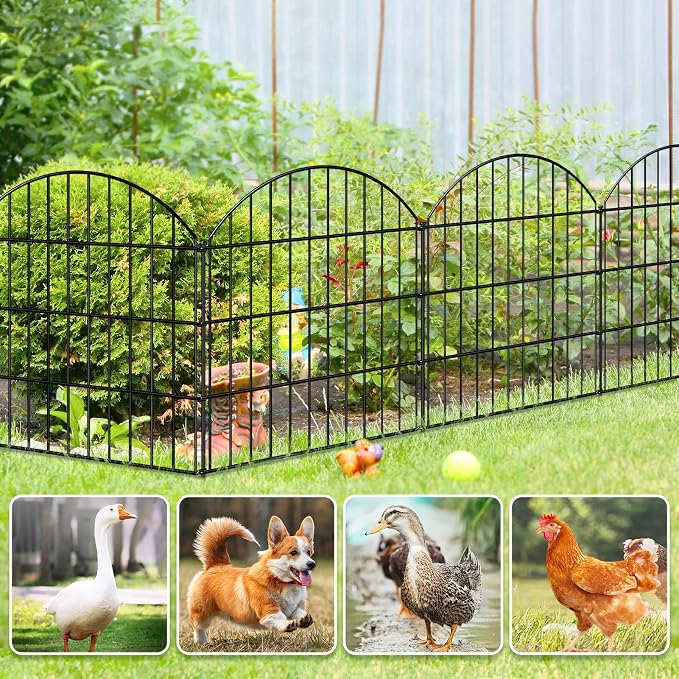 Metal Garden Fence 28in x 11.7ft, 5 Panels + 6 Stakes Rustproof Border Fence - Image 5