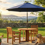 Sunnydaze Malaysian Hardwood Folding Gateleg Patio Dining Table with Teak Oil Finish - 4-Person Space-Saving Round Outdoor Table - 47.25” D x 29" H