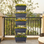 5 Tier Vertical Garden Planter Grey Herb Garden Planter for Outdoor Plants Vertical Raised Garden Bed Standing Tiered Flower Planter Boxes for Outdoor Garden Patio Yard