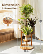 Bamworld Plant Stand Indoor Plant Shelf 4 Tier Wood Plant Stand for Multiple Plants Tall Corner Plant Stands for Outdoor Round Flower Stand Plant Holder for Living Room Patio Garden Balcony Brown