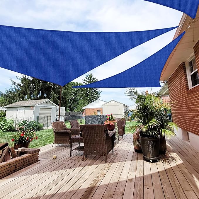 Patio Paradise 20' x 20' x 19'10" Sun Shade Sail Triangle Canopy, Permeable Shade Cloth Fabric Sunlight Block Patio Cover HDPE Deck Awning for Outdoor Backyard Pergolas Roof Shading, Blue