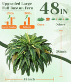 MARTINE MALL 48 inch Fake Ferns Artificial Ferns for Outdoors Look Real, 88 Branches Large Faux Boston Fern for Outdoor Planter Realistic UV Resistant Hanging Artificial Fake Plants for Porch Patio