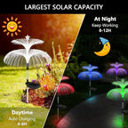 Solar Garden Lights 3 Pack New Upgraded Solar Lights Outdoor Waterproof 7 Color Changing Double Jellyfish and Star Flower Garden Decor Yard Lawn Christmas Outdoor,Gifts for Mother's Day Women