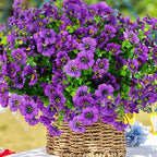 Artificial Flowers for Outdoor, UV Resistant Fake Silk Flowers, Realistic Faux Plants for Outside Indoor Porch Patio Window Box Planter Home Decor (20, Purple)