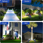 Solar Spot Lights Outdoor 1000LM, IP68 Waterproof Solar Lights Outdoor with 7x360° Adjustable Metal Hose, 4 Lighting Modes Spotlights for Garden Pathway Yard Landscape, 4 Pack (Cool White)