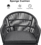 PURPLE LEAF 9 Pieces Patio Dining Set with Outdoor Aluminium Square Dining Table and Woven Rattan Chairs Modern Metal Furniture Cushions Sets for Garden Yard Indoor Decor Kitchen Grey