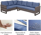 Belord Patio Sectional Furniture Set with Coffee Table: 8 Pieces Wicker Patio Conversation Set with L Shaped Sofa, Outdoor Swivel Glider Rocker, Rattan Ottomans, Removable
