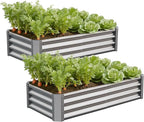 Galvanized Raised Garden Bed,Outdoor Planter Box Metal Patio Kit Planting Bed for Vegetables Flowers Herb (Galvanized, 4x2x1ft-2p)
