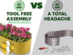 9-in-1 Galvanized Steel Raised Garden Bed // 8×2×1.5 ft Modular Planter for Gardening, Vegetables, Flowers // 18" Tall Metal Raised Garden Beds Outdoor (Yellow) // Patented Design Planter Box