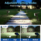 Solar Lights Outdoor Waterproof IP65, Super Bright LED with Lens, 6500K 2 Lighting Modes, Solar Powered Yard Garden Solar Spot Lights for Outside Landscape Auto On/Off -2 Pack