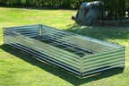 2 Pack 12x2x1FT Galvanized Raised Garden Bed Kit, Outdoor Metal Planter Box for Vegetables, Bottomless Rectangular Gardening Bed with Support Rods, Tool-Free Assembly, Silver