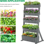 DoCred Vertical Wooden Raised Garden Bed, 5 Tier Garden Planters Freestanding Wood Plant Stand Flower Rack Wooden Planter Box for Plants Herbs Flowers Vegetables Outdoor Indoor Gardening