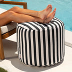 Jaxx Spring Indoor/Outdoor Bean Bag Pouf Ottoman, Black & White Stripes