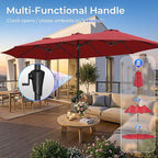 SUPERJARE 15FT Outdoor Umbrella for Patio, Double sided Pool Umbrellas with Fade Resistant Canopy, Large Table Umbrella for Deck, Market, Backyard - Burgundy