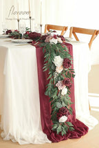 Artificial Eucalyptus Garland, 6 ft Burgundy and White Faux Silk Vine