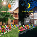 Solar Flower Lights Outdoor - Upgraded New Material Two Modes Realistic LED Solar Powered Waterproof Lights with 5 Roses, Solar Decorative Stake Lights for Garden (Red, 1 Pack)