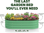 Plant & Plot Galvanized Raised Garden Beds Outdoor // 4×2×1 ft Planter Raised Beds for Gardening, Vegetables, Flowers (Light Green) // Large Metal Garden Box