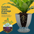 Gray Plant Pots with Drainage Holes & Saucers 3 Pack, Indoor & Outdoor Stackable Space-Saving Planters for Houseplants & Flowers, (7", 6.7", and 6" Inches), Durable & Weatherproof Materials