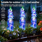 Solar Garden Lights, Solar Blue Delphinium Flowers Lights 4 Pack 80 LEDs, Waterproof Outdoor Light Two Lighting Modes for Outside Wedding Party Garden Yard Patio Lawn Decor