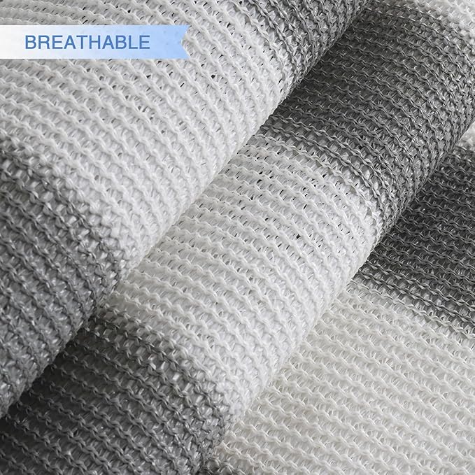 E&K Sunrise 25' x 25' x 25' Sun Shade Sail Triangle Canopy Shade Cover UV Block for Patio Backyard Garden Outdoor (Gray White Strip)