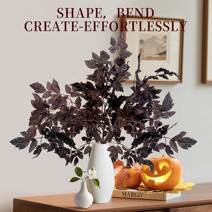 Artificial Plant Greenery Stems, 3-Pack Plum Autumn Decor, 32 Inch