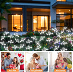 Solar Garden Lights 2 Pack Waterproof Solar Swaying Starburst Light Outdoor Lights for Yard Patio Walkway Pathway Party Wedding Christmas Decoration, White