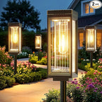 2 Pack Solar Pathway Lights Outdoor, Upgraded Solar Lights Outdoor Waterproof, Bright Up to 15 Hrs Auto On/Off Garden Light for Yard Patio Lawn Path Walkway Driveway Outside Decor