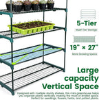 Worth Garden 5 Tier Mini Greenhouse - 75'' H x 27'' L x 19'' W - Sturdy Portable Gardening Shelves with PVC Cover - Small Porch Green House for Growing Plants Flowers Indoor & Outdoor