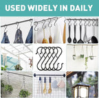 Navona 60 Pcs S Hooks for Hanging Heavy Duty, 3.5-inch Heavy Duty Metal S Hook with Safety Buckle, Suitable for 0.5 inch Rods, S Hook for Hanging Plants, Closet, Kitchen Utensil, Pot, Pan, Bags