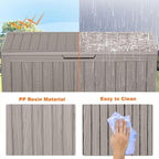 EasyUp 90 Gallon Outdoor Deck Box Waterproof, UV Resistant Resin Outdoor Storage Box for Delivery, Porch, Patio and Garden, Gray