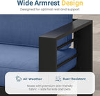 Solaste Aluminum Outdoor Patio Furniture Set, 7 Seats Patio Sectional Sofa with 5" Thick Cushion, Outdoor Patio Set with Coffee Table for Porch, Backyard, Deck, Yard, Blue