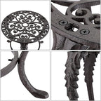 OwnMy Heavy Duty Cast Iron Plant Stand Vintage Iron Flower Pot Holder, Rustic Decorative Round Potted Plant Stand Rack, Indoor Outdoor Metal Plant Holder for Home Garden