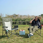EVER ADVANCED Oversized Folding Camping Chair, for Adults Heavy Duty Lawn Chair with Side Pockets, Portable Collapsible Quad Chair for Outside, Support Up to 500lbs, Green 2Pack