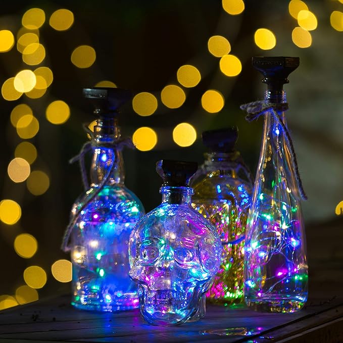 String Lights for Wine Bottles, 12 Pack Solar Cork Lights, Multicolor