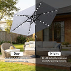 ABCCANOPY Durable Solar Led Patio Umbrellas with 24LED Lights 7.5FT with 6 Sturdy Ribs (Fog Gray)