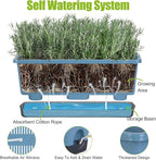 Window Box Planter 4 Packs, 17 Inches Rectangle Flower Pots with Drainage Holes & Trays, Pots for Vegetables, Herbs, Flowers, Garden Windowsill Balcony (Blue, 17 * 5.1 * 6 inch)