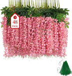 Artificial Flowers: Pink Wisteria Vines, 48 Pack, Plastic