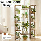 Bamworld Large Plant Stand Indoor Tall Plant Shelf Outdoor Corner Plant Holder for Multiple Plants Flower Stands for Living Room Balcony and Garden