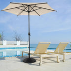 Abba Patio 7.5FT Lyon Outdoor Patio Umbrella Outdoor Table Umbrella with Push Button Tilt and Crank Market Umbrella 6 Sturdy Ribs UV Protection Waterproof for Garden Deck Backyard Pool Beige