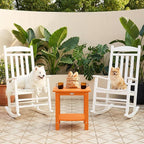 Y&M Outdoor Side Table, HIPS Adirondack Small Double Layer Table, Waterproof Square Outside Table, Balcony End Tables for Patio, Pool, Porch, Deck, Indoor or Outdoor Use, Orange