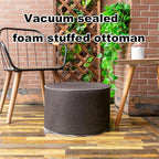 Asuprui Outdoor Indoor Foam Stuffed Ottoman Waterproof Round Ottoman Footrest Stool Diameter 20x Height 12 Inches Boho Foot Rest for Patio Living Room Porch Outdoor Seating Garden Camping Dark Coffee