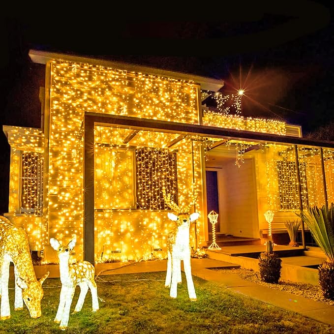 String Lights, 168FT 600 LED Warm White with Remote and 8 Modes
